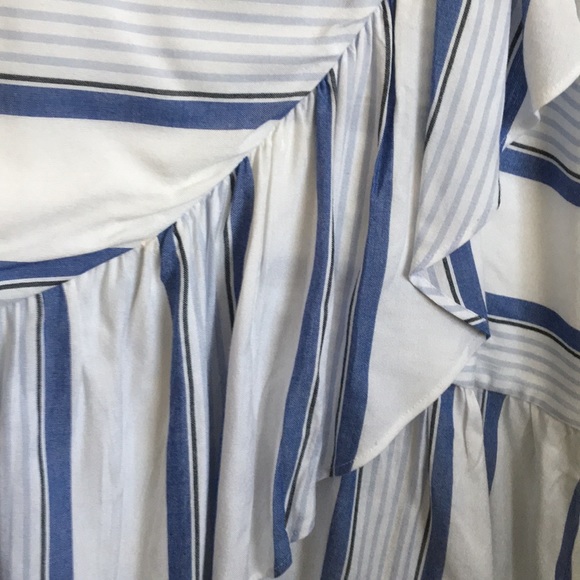 LOFT Striped Ruffle Skirt Cottagecore Spring Faux Wrap Skirt - Picture 6 of 7